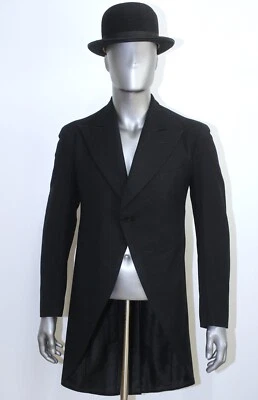 Abrigo de Mañana Francés Años 20 Antiguo Lana Negro A Medida BELLE JARDININIERE Talla M Foto 1 de 4