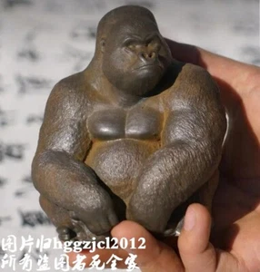 4.6" Iron Rust Cast Gorilla Statue Collection Home Decor - Picture 1 of 3