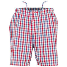 Ritzy Men's Sleep Short Pajama 100% Cotton Woven Plaid ComfortSoft - R,B&W Check