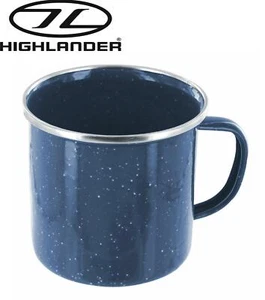 Highlander Deluxe Enamel Mug 350ml Stainless Steel Rim Navy Blue Camping CP082NB - Picture 1 of 10