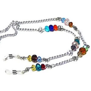 Reading eye glasses spectacle chain lanyard holder Crystal Rainbow - Foto 1 di 4