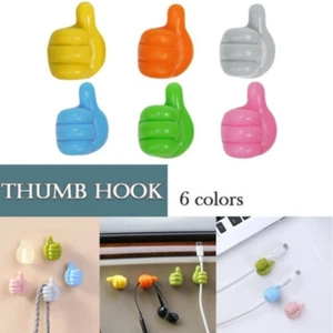 6X Daumenform Selbstklebende Haken Silikon Multifunktionale Wand Spurenlose Haken - Bild 1 von 19