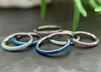 1pc Opal Outer Edge Hinged Segment Ring Septum Orbital Helix Ear Cartilage - Image 1 of 4