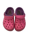 Crocs Fleece Fur Lined Clogs Slides Kids Youth Girls Sz J1 3 Pink Purple Sherpa