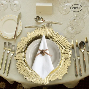 New 24pcs Plates Charger 13" Banquet Dinner Tableware Decor Coral Reef Texture - Picture 1 of 24