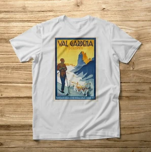 VINTAGE T-SHIRT SHIRT DOLOMITEN VAL GARDENA PISTEN ABFAHRT SKI SCHNEE WINTER - Bild 1 von 2