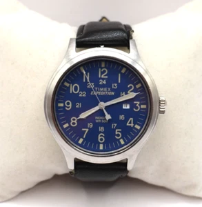 Timex Expedition Watch Unisex 40mm Blue Dial Nautical Leather Band New Battery - Picture 1 of 7