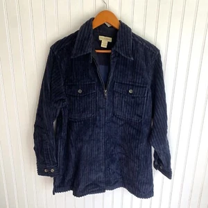 Vintage 90s Y2K Navy Blue Limited Chinos Zipup Thick Corduroy Jacket Small - Picture 1 of 8