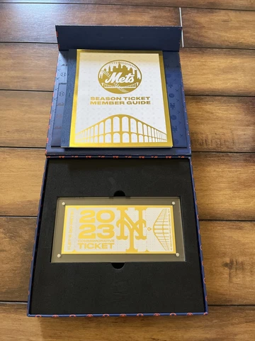 NIB: Mets 2023 Commemorative Ticket, lucite case, includes 2023 season booklet Cover