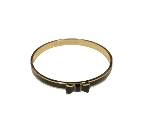 Bracciale Kate Spade New York smalto nero fiocco cravatta metallo tono oro