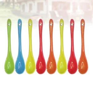 13cm Soup Spoons Ceramic 8pcs Colorful for Coffee Tea Kitchen Use - Picture 1 of 11