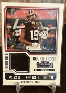 2023 Panini Contenders Cedric Tillman Rookie Ticket Swatch RC #TS3 Browns - Picture 1 of 2