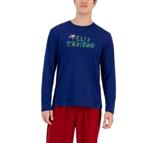 Club Room Men's Long-Sleeve T-Shirt Sleepshirt Feliz Navidad Pajama Top S/XXL - Picture 1 of 2