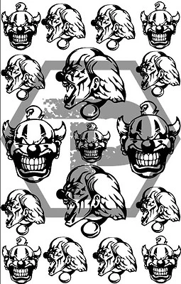 V2 Clowns Vinyl Stencil, 7x11", Cerakote Gunkote & Duracoat Airbrush DIY Project - Image 1 of 3