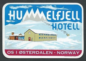 Hotel Hummelfjell OS I OSTERDALEN Norwegen - Vintage Gepäckaufkleber - Bild 1 von 2