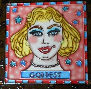 Lovely lady hand painted ceramic art tile 6 x 6 inches with fiberboard back - Picture 1 of 1