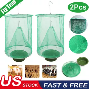 2 Pcs Ranch Fly Trap Reusable Catcher Killer Cage Net Pest Bug Hanging Catch US - Picture 1 of 9