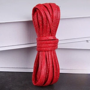 Skinny Faux Leather Flat Cord Rope Tape 5 Meters Trims Bracelet Accessory Crafts - Picture 1 of 31