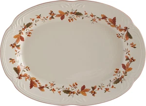 Autumn Berry Oval Serving Platter 14.75" x 11" White Fall Harvest Tableware - Picture 1 of 12