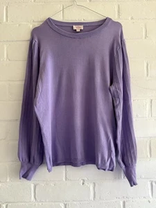 Leona Edmiston Lavender Jersey Long Sleeve Top Size M - Picture 1 of 8