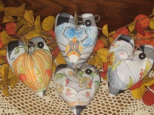 Halloween 4 Buffalo Check Appliqued Hearts Ornaments Handmade Wreath Accents - Picture 1 of 5