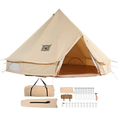 Uimoso Canvas Bell Tent 4m/13.12ft 4-Season Camping Yurt Tent with Stove Jack - Image 1 of 4