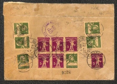 SWITZERLAND 160a & 168a (x2) BOOKLET & TETE BECHE STAMPS REGISTERED COVER 1927 - Image 1 of 2