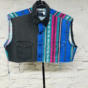 Vintage Wrangler Chopped Cropped Western Shirt Native American Cowboy Rodeo - Picture 1 of 5