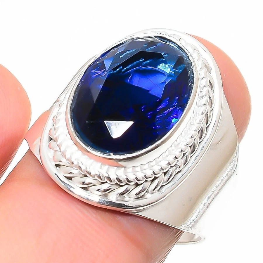 Anillo de plata esterlina 925 con piedras preciosas de tanzanita azul para regalo Foto 1 de 1