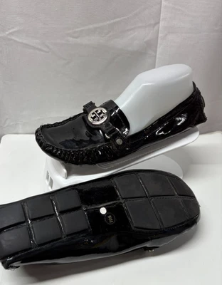 Mocasines de conducción Tory Burch negros zapatos de mujer charol negro talla 9,5 M Foto 1 de 4