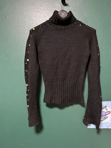 Maglione Vintage Y2K Nero Paillettes Junior XS Small Fairy Cottage Stravagante Gotico - Foto 1 di 17