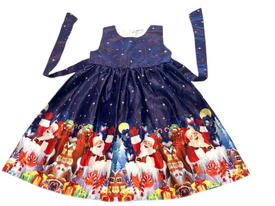 Girl's Christmas Dress Size 110 (4-5 years old)   Santa Theme with Zip Closure - Image 1 of 4