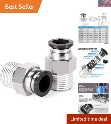 Versatile 1/4 Inch NPT Thread Push-to-Connect Fitting Pack of 10 - Easy Install - Image 1 of 4