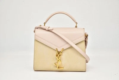 Saint Laurent Cassandra 顶部提手手提包皮革粉色米色 623930 #081 — 第 1/4 张图片