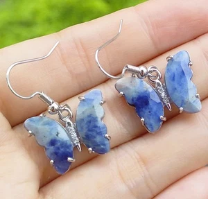 5 pares de cuentas de aretes de mariposa con gemas de sodalita natural al por mayor - Imagen 1 de 1
