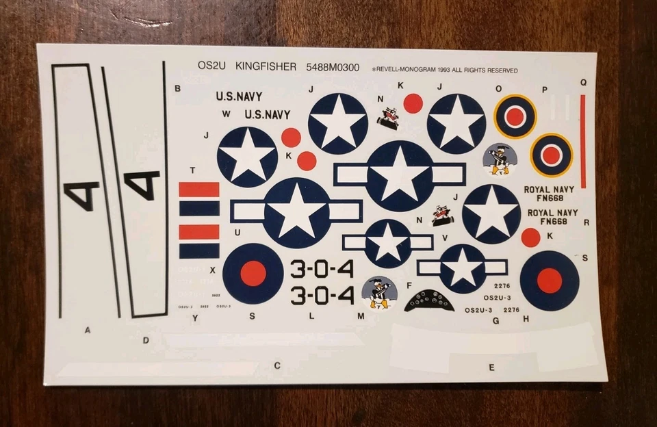 Kit Modelo Revell Monogram OS2U Kingfisher Escala 1:48 #5488 Solo Calcomanías Originales Foto 1 de 1