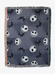 The Nightmare Before Christmas Jack Heads & Bats Tapestry Throw Blanket - Picture 1 of 3