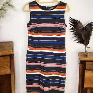 Lands End Damen Gestreiftes Ärmelloses Kleid 8P Mehrfarbig Baumwollmischung Knielang - Bild 1 von 6