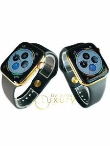 24K Gold Plated 44MM Apple Watch SERIES 4 With Black Sports Band - Picture 1 of 9