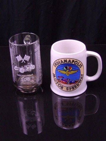 Indianapolis 500 Auto Race Heavy Beer or Coffee Mugs Souvenir Lot of Two Mugs Cover