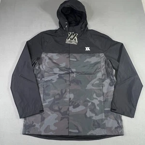 Dixxon Flannel Co Tech Jacket Mens L Gray Camo Hooded Windbreaker Full Zip NWT - Picture 1 of 12