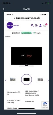JVC LT-50CF890 Fire TV Edition 50" Smart LED TV spares or repair - Image 1 of 2