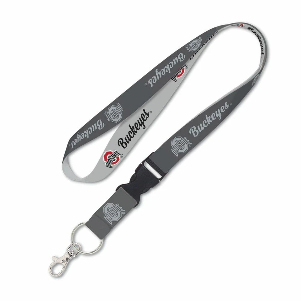 OHIO STATE BUCKEYES LANYARD KEY CHAIN W/ DETACHABLE BUCKLE 1" WIDTH 22" LENGTH  - Image 1 of 1