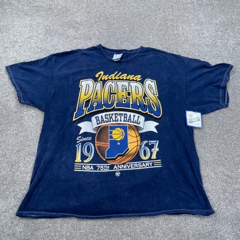 Indiana Pacers Shirt Men 2X Blue Tee Vintage Tubular Faded Retro NBA Adult Top Cover