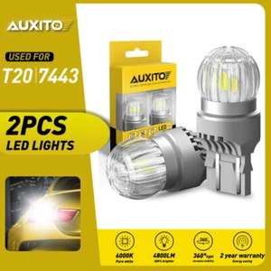2x 7443 7440 Brake Tail Stop Reverse Light 6000K Xenon White LED Bulbs No Error - Foto 1 di 9