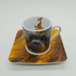 Juego de tazas y platillos Paul Cardew Wild Café Orangutan Demitasse en peligro de extinción - Imagen 1 de 9