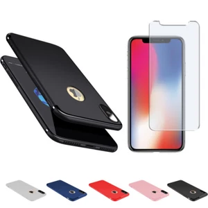 ULTRASLIM TPU Schutzhülle iPhone XS / X Hülle Case Silikon matt Cover+ Glasfolie - Bild 1 von 13