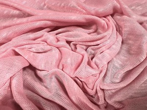 Lightweight Slub Knitwear Jersey Fabric, Per Metre - Plain - Baby Pink - Picture 1 of 3