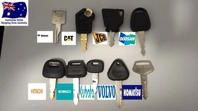 9 Excavator Keys Mini Set x 6 sets BOBCAT JCB CAT KUBOTA HITACHI KOBELCO - image 1 of 4