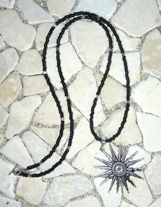 ★ cadena larga ★ FLOWER POWER HIPPIE ★ SOL ★ negro ★ - Imagen 1 de 4